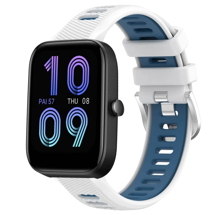 20mm Cross Texture Two Color Silicone Steel Buckle Watch Band