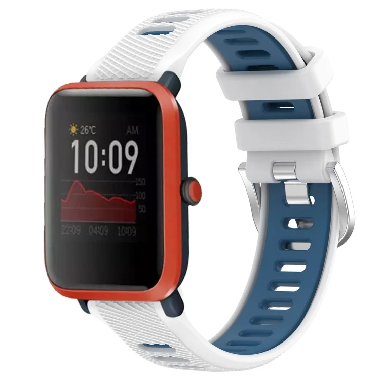 20mm Cross Texture Two Color Silicone Steel Buckle Watch Band