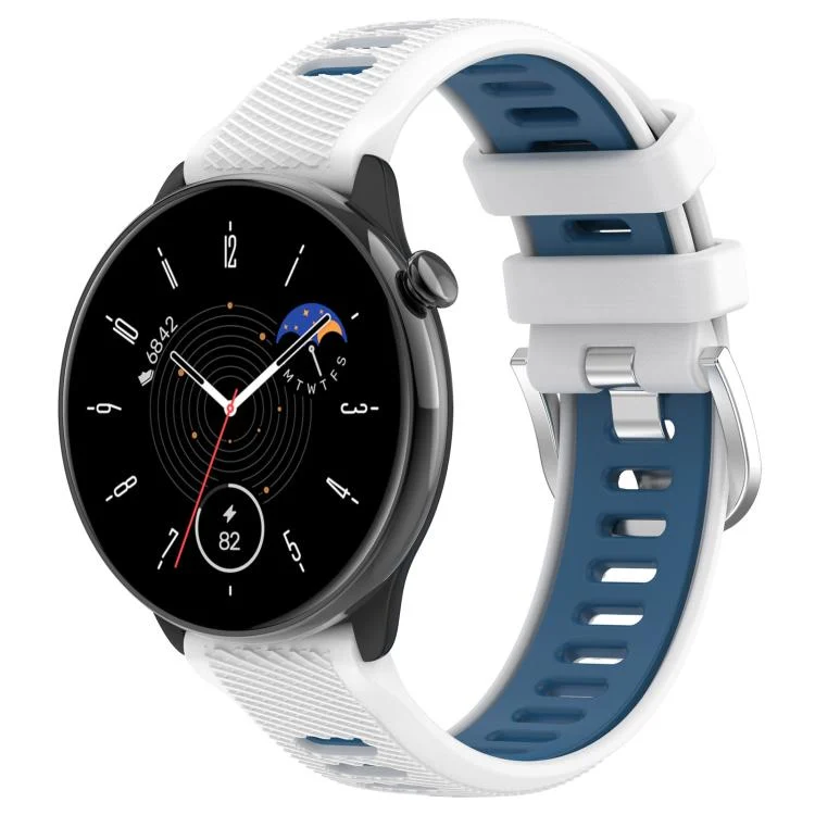 20mm Cross Texture Two Color Silicone Steel Buckle Watch Band