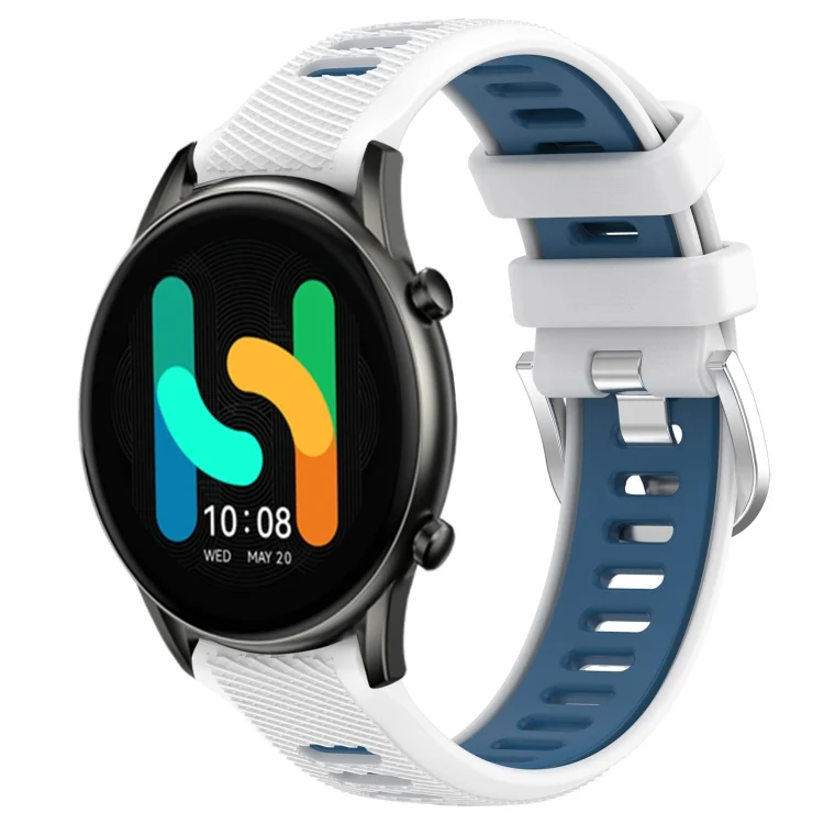 22mm Sports Two-Color Steel Buckle Silicone Watch Band