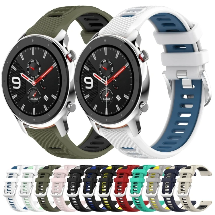 SYA002190401_B1.webp 22mm Cross Texture Two Color Silicone Steel Buckle Watch Band - Image 2