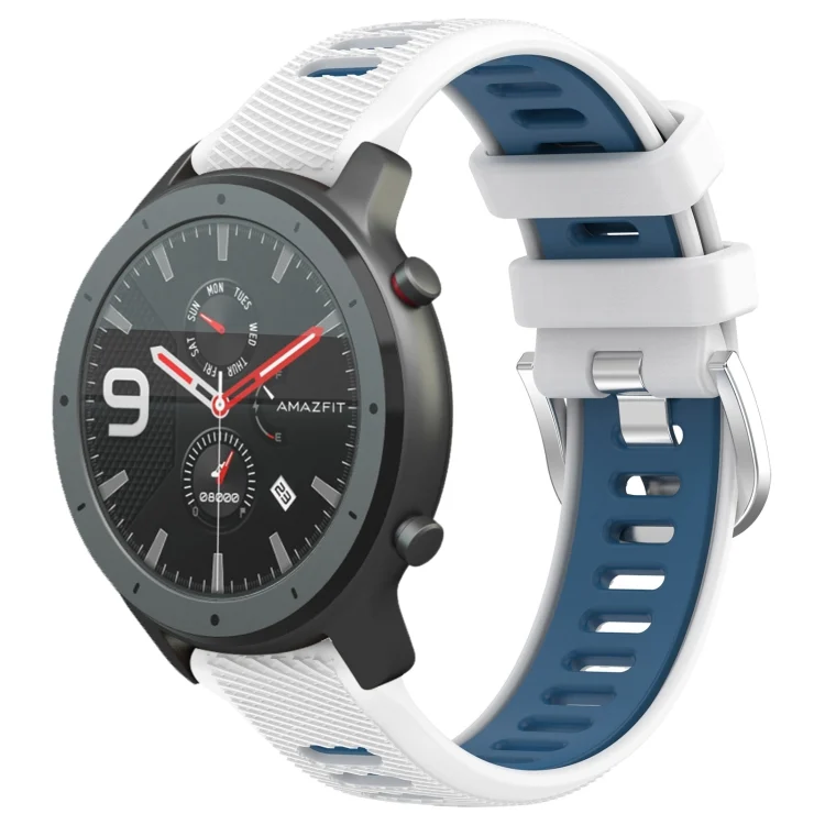 22mm Cross Texture Two Color Silicone Steel Buckle Watch Band