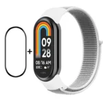 For Xiaomi Mi Band 8 ENKAY Hat-Prince 2 in 1 Set Full Coverage Screen Protector + Nylon Velcro Loop Watch Band