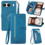 Embossed Flower Zipper Leather Phone Case, For OnePlus Nord 4, For OnePlus Nord CE 4, For OnePlus Nord N30 SE, For OnePlus Ace 3
