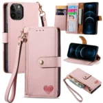 Love Zipper Lanyard Leather Phone Case, For iPhone 12 Pro Max, For iPhone 11 Pro Max, For iPhone 11