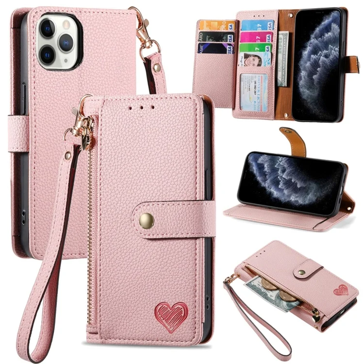 Love Zipper Lanyard Leather Phone Case, For iPhone 11 Pro, For iPhone XR, For iPhone XS Max