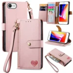 Love Zipper Lanyard Leather Phone Case, For iPhone 7 / 8 / SE 2022, For iPhone 12 / 12 Pro, For iPhone X / XS