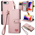 Love Zipper Lanyard Leather Phone Case, For iPhone 7 Plus / 8 Plus, For iPhone 6 Plus / 6s Plus, For iPhone 6 / 6s