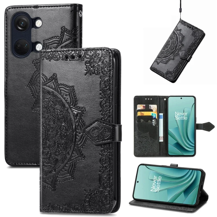 Mandala Flower Embossed Leather Phone Case, For OnePlus Ace 2v, For OnePlus  Nord 3