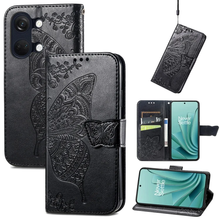 Butterfly Love Flower Embossed Leather Phone Case, For OnePlus Ace 2V