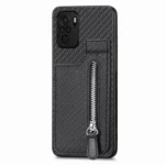 Carbon Fiber Vertical Flip Zipper Phone Case, For Redmi Note 10 4G, For Xiaomi 12T