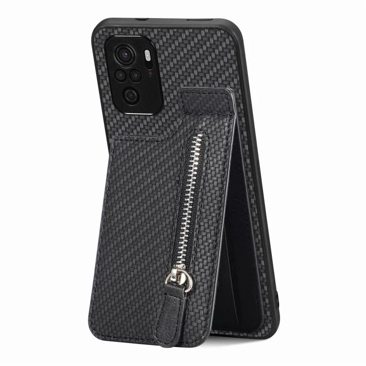 SYA002230109A_1.webp Carbon Fiber Vertical Flip Zipper Phone Case, For Redmi Note 10 4G, For Xiaomi 12T - Image 6