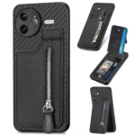 Carbon Fiber Vertical Flip Zipper Phone Case, For Redmi K80 Pro / Poco F7 Ultra, For Redmi K80 / Poco F7 Pro, For Redmi Turbo 4, For Xiaomi Poco X7 Pro
