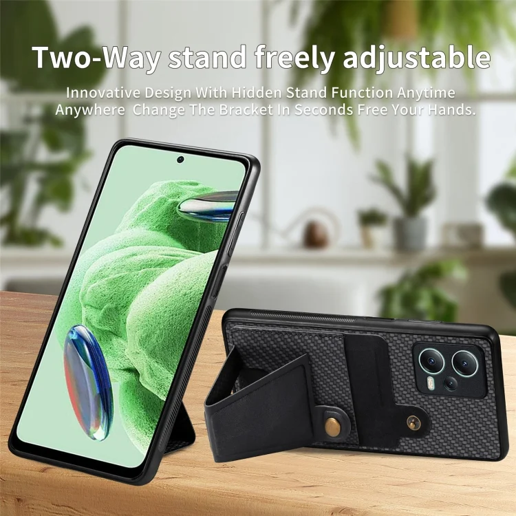 SYA002235301A_3.webp Carbon Fiber Wallet Flip Card K-shaped Holder Phone Case, For Redmi Note 12 5G, For Redmi Note 11T Pro 5G, For Redmi Note 10 4G - Image 7