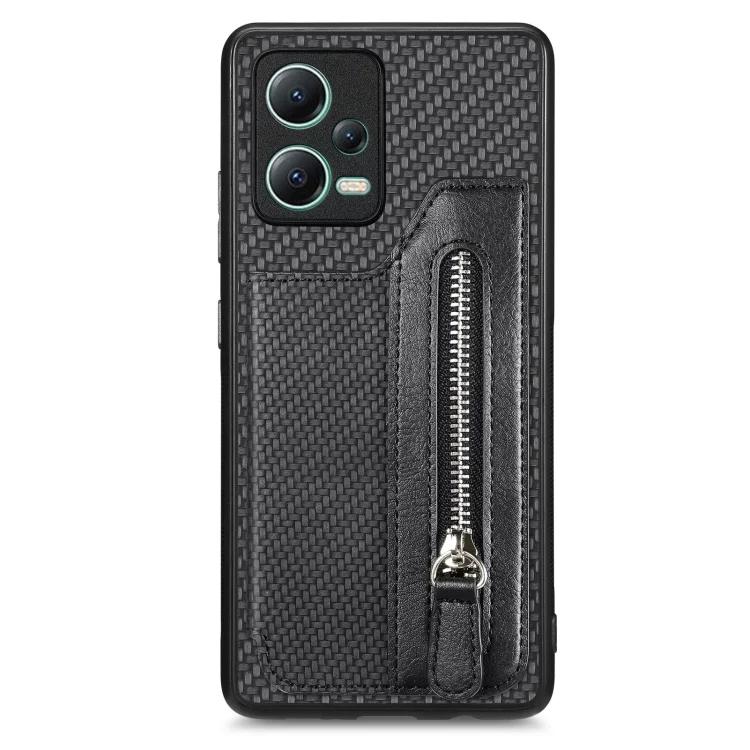 Carbon Fiber Horizontal Flip Zipper Wallet Phone Case, For Redmi Note 12 5G, For Redmi Note 11T Pro 5G, For Redmi Note 10 4G