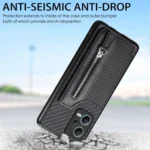Carbon Fiber Horizontal Flip Zipper Wallet Phone Case, For Redmi Note 12 5G, For Redmi Note 11T Pro 5G, For Redmi Note 10 4G - Image 4