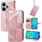 Butterfly Love Flower Embossed Leather Phone Case, For Xiaomi Redmi 13 4G, For Xiaomi Redmi Turbo 3 5G