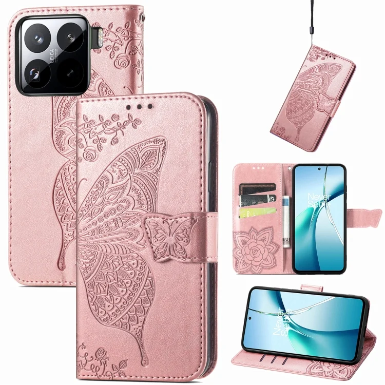 SYA002247608A.webp Butterfly Love Flower Embossed Leather Phone Case, For Xiaomi 15, For Xiaomi Redmi Note 14 5G - Image 1