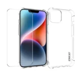 ENKAY Transparent TPU Shockproof Phone Case with Glass Film, For iPhone 14 Plus, For iPhone 15 Pro Max, For iPhone 14, For iPhone 15 Pro, For iPhone 14 Pro, For iPhone 15 Plus, For iPhone 14 Pro Ma...