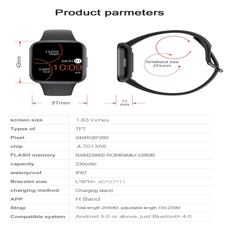 SYA0022972_B6.webp Y83 1.83 inch Color Screen Smart Watch,Support Heart Rate / Blood Pressure / Blood Oxygen / Blood Glucose Monitoring - Image 7