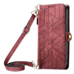 Geometric Zipper Wallet Side Buckle Leather Phone Case with Crossbody Lanyard, For iPhone 15, For iPhone 14 Plus, For iPhone 14