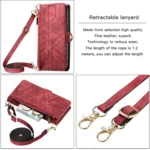Geometric Zipper Wallet Side Buckle Leather Phone Case with Crossbody Lanyard, For iPhone 15, For iPhone 14 Plus, For iPhone 14 - Image 5
