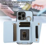Crossbody Ring Wallet Leather Back Cover Phone Case, For iPhone 14 Plus, For iPhone 15 Pro Max, For iPhone 14 - Image 3