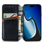 Cubic Grid Pressed Magnetic Leather Phone Case, For iPhone 15 - Image 4