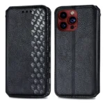Cubic Grid Pressed Magnetic Leather Phone Case, For iPhone 15 Pro Max, For iPhone 15 Pro, For iPhone 15 Plus - Image 3