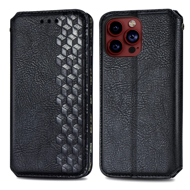 SYA002351804A_1.webp Cubic Grid Pressed Magnetic Leather Phone Case, For iPhone 15 Pro Max, For iPhone 15 Pro, For iPhone 15 Plus - Image 3