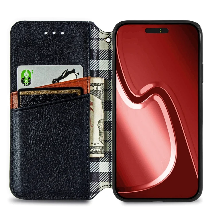 SYA002351804A_2.webp Cubic Grid Pressed Magnetic Leather Phone Case, For iPhone 15 Pro Max, For iPhone 15 Pro, For iPhone 15 Plus - Image 4