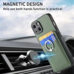 Carbon Fiber Card Wallet Ring Holder Phone Case, For iPhone 15 Pro Max, For iPhone 15 Pro, For iPhone 15 Plus, For iPhone 15 - Image 4