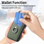 Carbon Fiber Card Wallet Ring Holder Phone Case, For iPhone 15 Pro Max, For iPhone 15 Pro, For iPhone 15 Plus, For iPhone 15 - Image 6