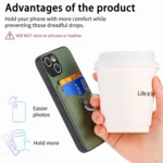 Carbon Fiber Card Wallet Ring Holder Phone Case, For iPhone 15 Pro Max, For iPhone 15 Pro, For iPhone 15 Plus, For iPhone 15 - Image 8