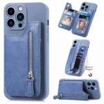 Zipper Wallet Leather Back Shockproof Phone Case, For iPhone 15 Pro Max, For iPhone 15 Pro, For iPhone 15 Plus, For iPhone 15