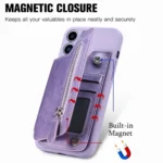 Zipper Wallet Leather Back Shockproof Phone Case, For iPhone 14 Plus, For iPhone 14, For iPhone 14 Pro, For iPhone 14 Pro Max - Image 5