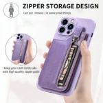 Zipper Wallet Leather Back Shockproof Phone Case, For iPhone 14 Plus, For iPhone 14, For iPhone 14 Pro, For iPhone 14 Pro Max - Image 6