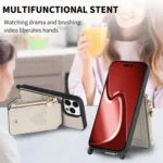 Crossbody Love Zipper Leather Back Phone Case, For iPhone 15 Pro Max, For iPhone 15 Pro, For iPhone 15 - Image 4