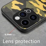 Retro Camouflage Leather Back Phone Case, For iPhone 15 Pro Max, For iPhone 15 Pro, For iPhone 15 Plus, For iPhone 15 - Image 3