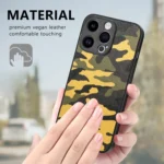 Retro Camouflage Leather Back Phone Case, For iPhone 15 Pro Max, For iPhone 15 Pro, For iPhone 15 Plus, For iPhone 15 - Image 4