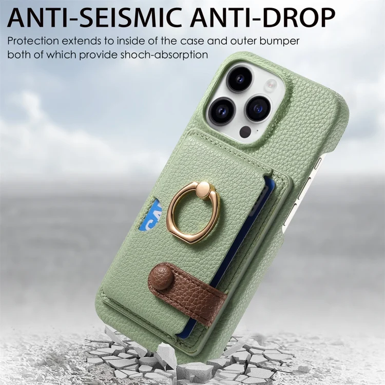SYA002368007A_1.webp Litchi Leather Oil Edge Ring Card Back Phone Case, For iPhone 13 Pro, For iPhone 13 mini - Image 3