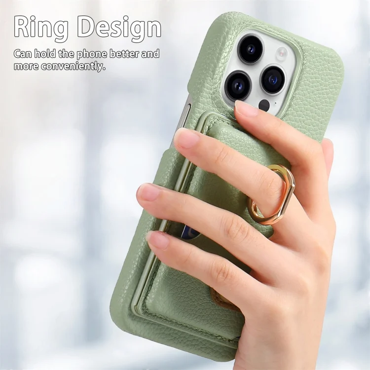 SYA002368007A_2.webp Litchi Leather Oil Edge Ring Card Back Phone Case, For iPhone 13 Pro, For iPhone 13 mini - Image 4