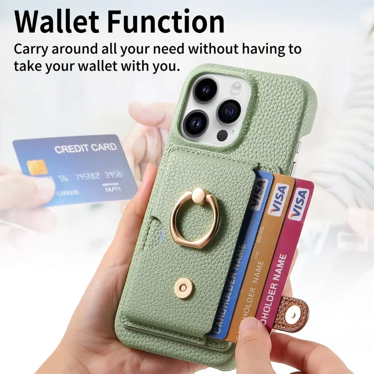 SYA002368007A_3.webp Litchi Leather Oil Edge Ring Card Back Phone Case, For iPhone 13 Pro, For iPhone 13 mini - Image 5