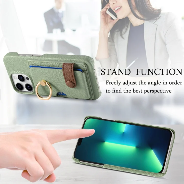 SYA002368007A_4.webp Litchi Leather Oil Edge Ring Card Back Phone Case, For iPhone 13 Pro, For iPhone 13 mini - Image 6