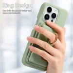 Litchi Leather Oil Edge Ring Card Back Phone Case, For iPhone 14 Pro, For iPhone 13 Pro Max - Image 4