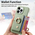 Litchi Leather Oil Edge Ring Card Back Phone Case, For iPhone 14 Pro, For iPhone 13 Pro Max - Image 5