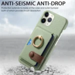 Litchi Leather Oil Edge Ring Card Back Phone Case, For iPhone 11 Pro Max, For iPhone 11 - Image 3
