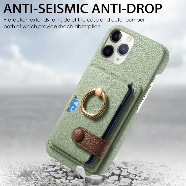 SYA002368009A_1.webp Litchi Leather Oil Edge Ring Card Back Phone Case, For iPhone 11 Pro Max, For iPhone 11 - Image 3