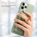 Litchi Leather Oil Edge Ring Card Back Phone Case, For iPhone 11 Pro Max, For iPhone 11 - Image 4