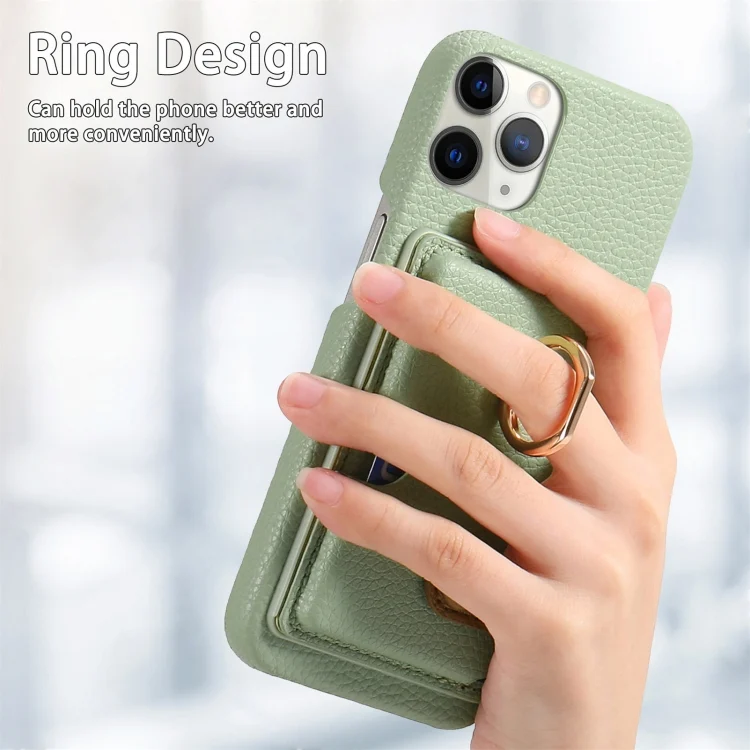 SYA002368009A_2.webp Litchi Leather Oil Edge Ring Card Back Phone Case, For iPhone 11 Pro Max, For iPhone 11 - Image 4